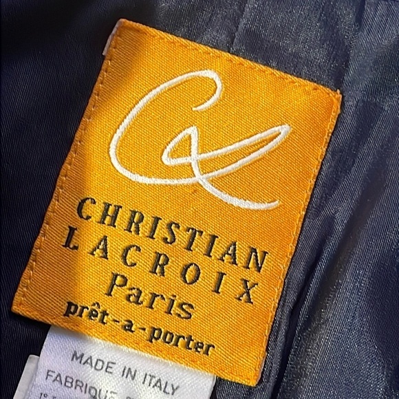 Christian Lacroix Women's Blazer blue wool gold top button size 8 Italy jacket - Picture 7 of 13